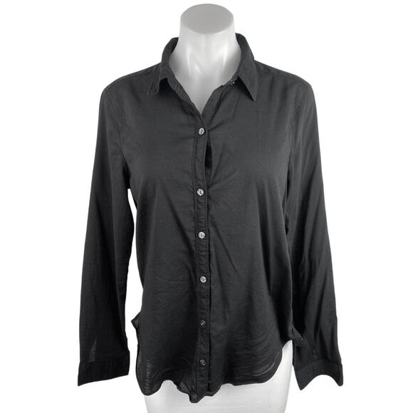Abercrombie & Fitch Women's Black Long Sleeve Collared Button Down Shirt Top M - Picture 1 of 4